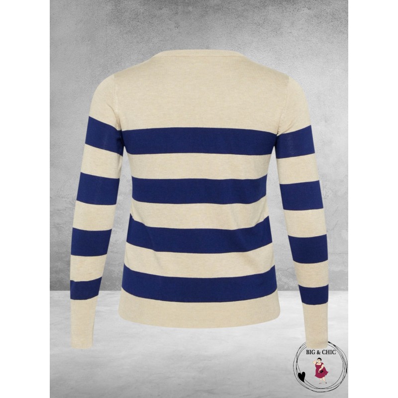 KAFFE CURVE Trui Lizzy Blue Feather Grey