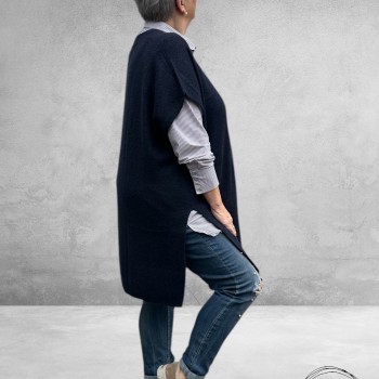 KAFFE CURVE Poncho Cannett Midnight Blue