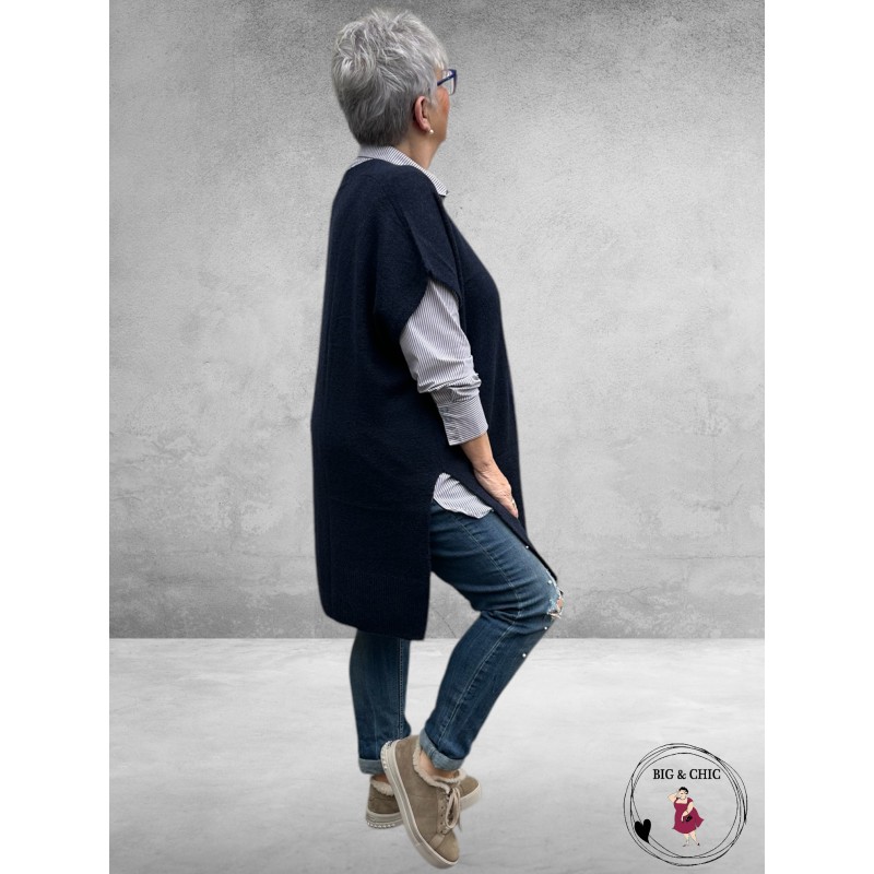 KAFFE CURVE Poncho Cannett Midnight Blue