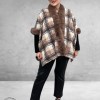 Y & D Poncho met Fake Fur Bruin Multi