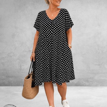Lacasa Jurk/Tuniek Zwart Polkadots
