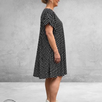 Lacasa Jurk/Tuniek Zwart Polkadots