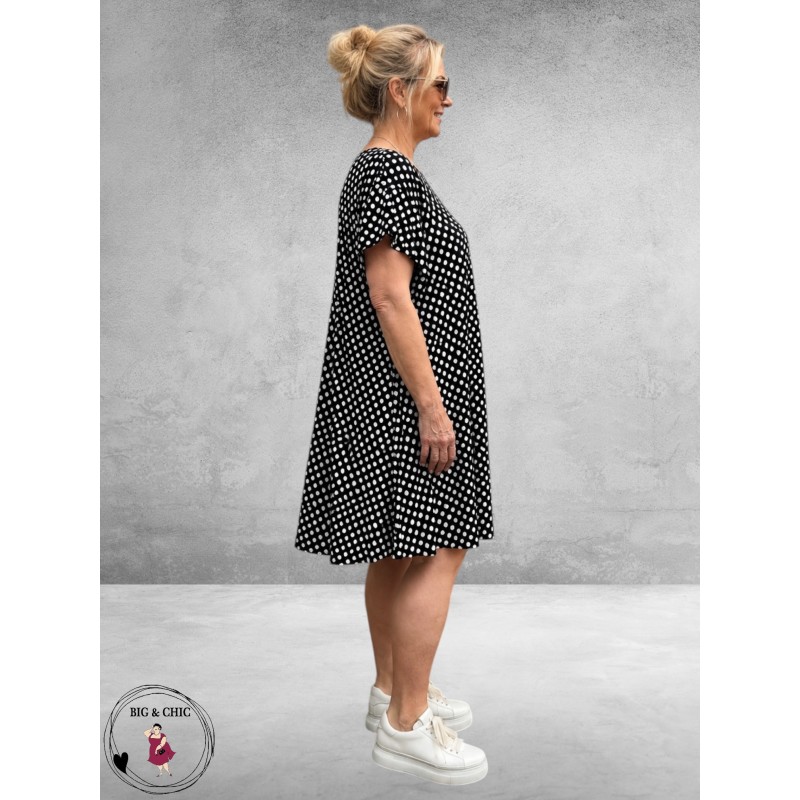 Lacasa Jurk/Tuniek Zwart Polkadots