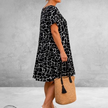 Lacasa Jurk/Tuniek Zwart/Wit Print