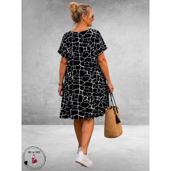 Lacasa Jurk/Tuniek Zwart/Wit Print