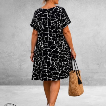 Lacasa Jurk/Tuniek Zwart/Wit Print
