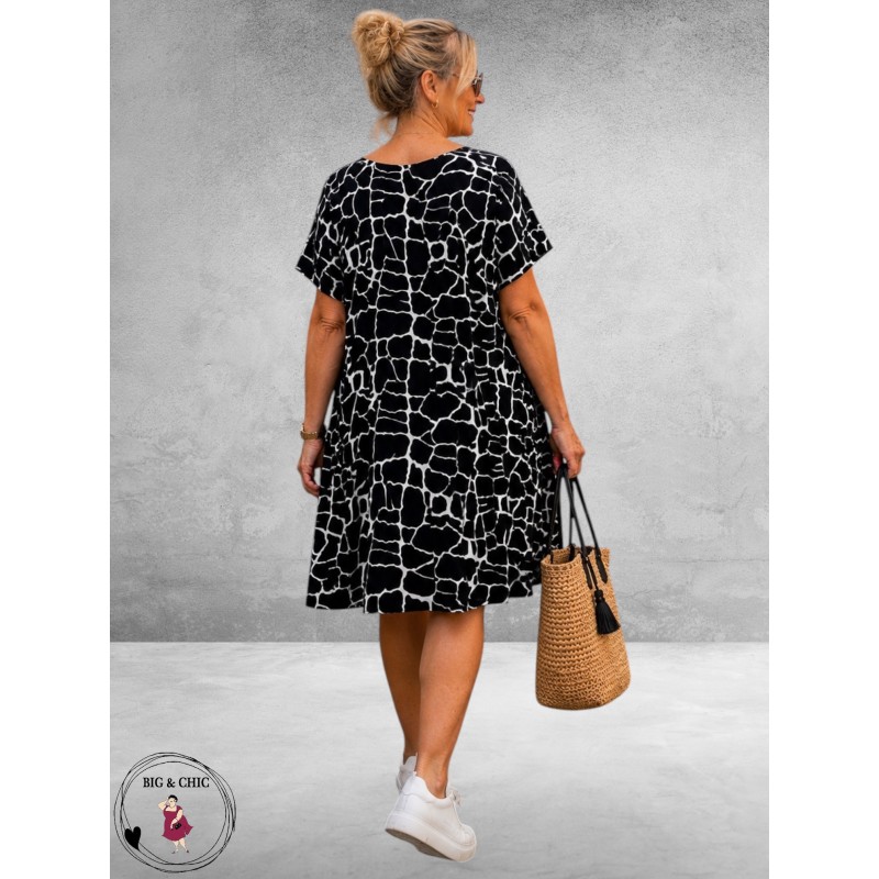 Lacasa Jurk/Tuniek Zwart/Wit Print