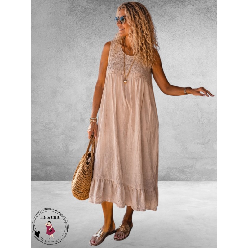 La Casa Jurk Lang Linnen Beige