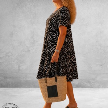 Lacasa Jurk/Tuniek Zwart/Wit Spiral Print