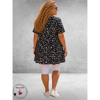 Lacasa Jurk/Tuniek Zwart/Wit Leo Print