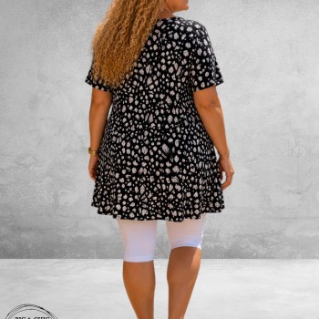 Lacasa Jurk/Tuniek Zwart/Wit Leo Print