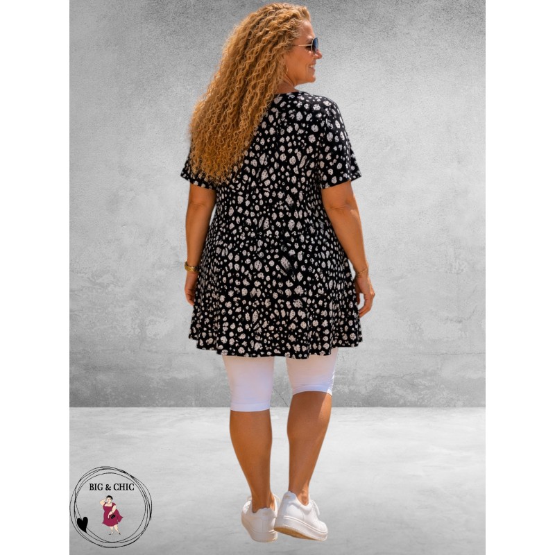 Lacasa Jurk/Tuniek Zwart/Wit Leo Print