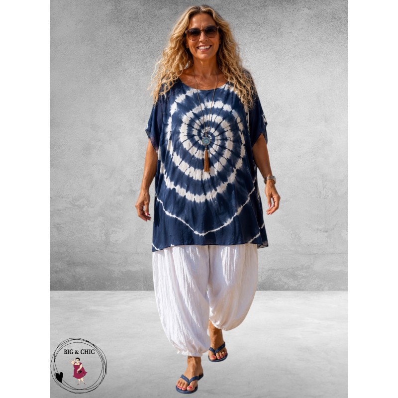 La Casa Kaftan Shirt Tie-Dye Blauw