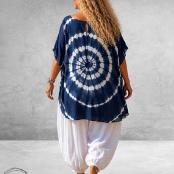 La Casa Kaftan Shirt Tie-Dye Blauw