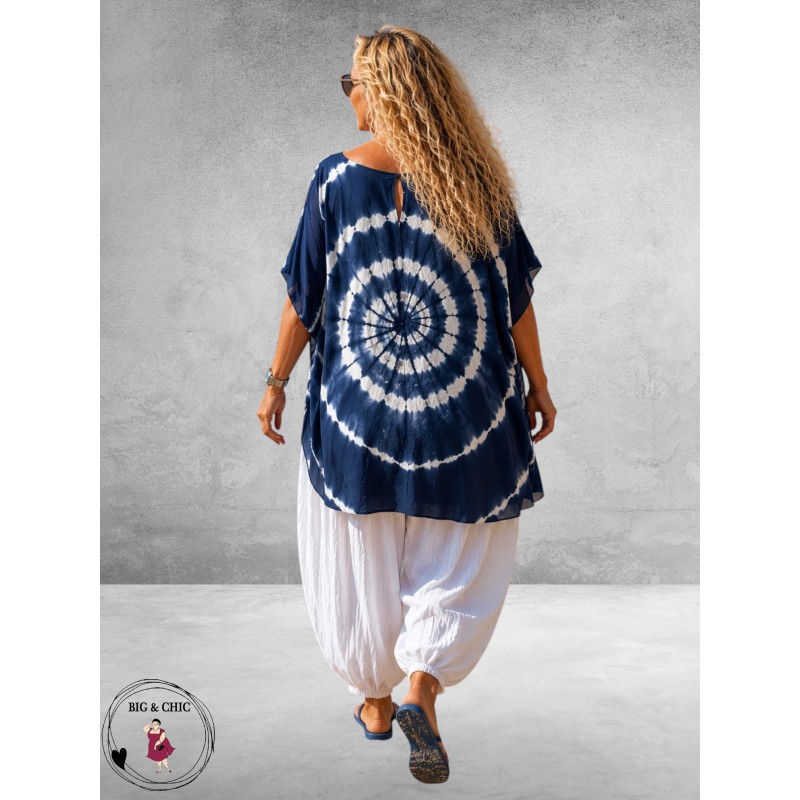 La Casa Kaftan Shirt Tie-Dye Blauw