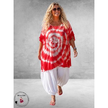 La Casa Kaftan Shirt Tie-Dye Rood