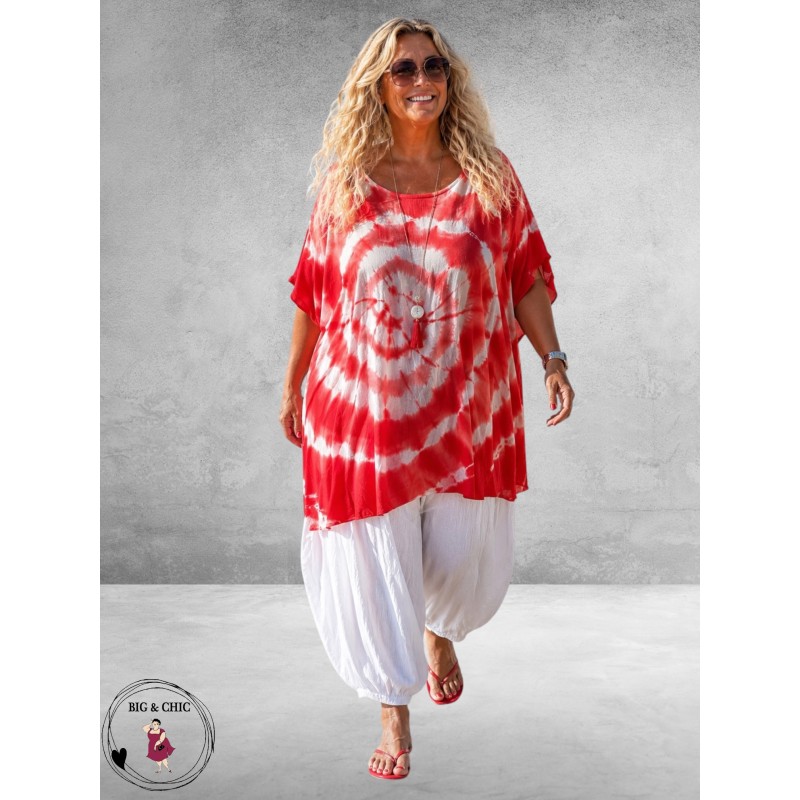 La Casa Kaftan Shirt Tie-Dye Rood