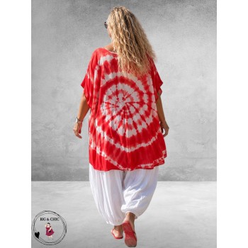 La Casa Kaftan Shirt Tie-Dye Rood