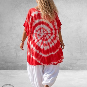 La Casa Kaftan Shirt Tie-Dye Rood