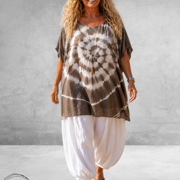 La Casa Kaftan Shirt Tie-Dye Taupe