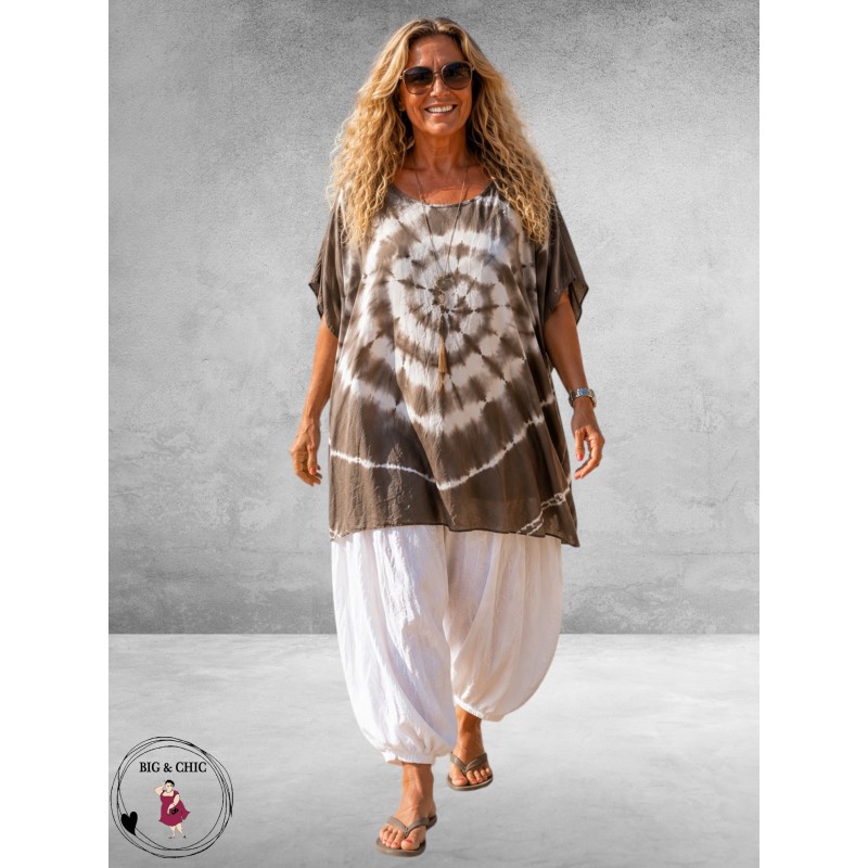 La Casa Kaftan Shirt Tie-Dye Taupe