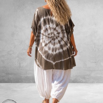 La Casa Kaftan Shirt Tie-Dye Taupe