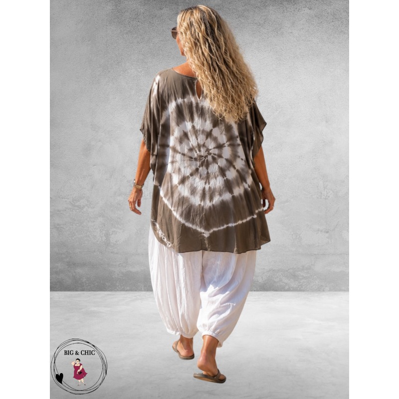 La Casa Kaftan Shirt Tie-Dye Taupe
