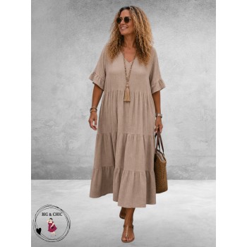 La Casa Jurk Maxi Mousseline Beige