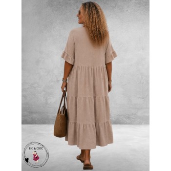 La Casa Jurk Maxi Mousseline Beige