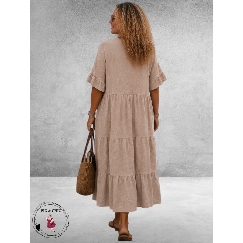 La Casa Jurk Maxi Mousseline Beige