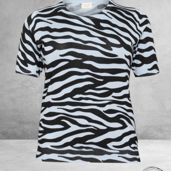 KAFFE CURVE Trui Lizzy Blue/Black Graphic