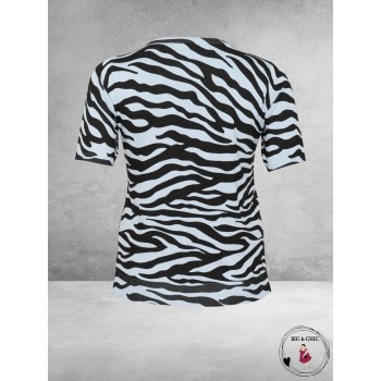 KAFFE CURVE Trui Lizzy Blue/Black Graphic