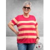 KAFFE CURVE Trui Lizzy Rasberry/Peach Stripe