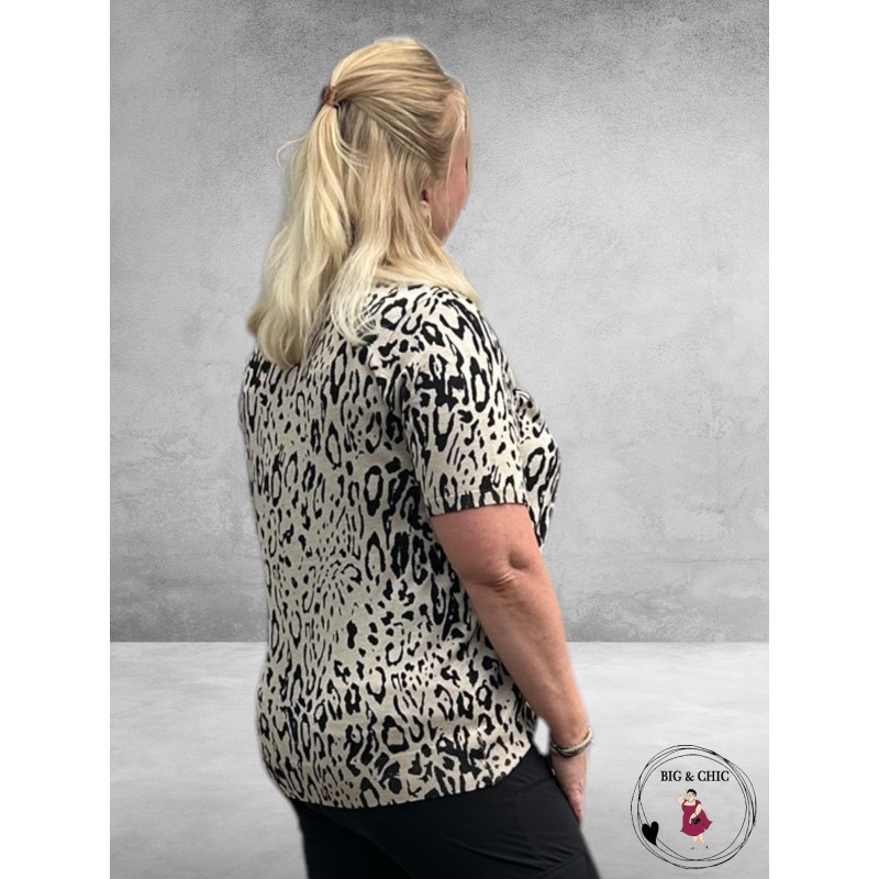 KAFFE CURVE Trui Lizzy Feather Black Leopard