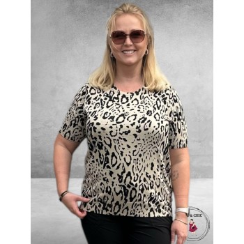KAFFE CURVE Trui Lizzy Feather Black Leopard