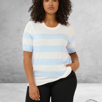 KAFFE CURVE Trui Lizzy Chalk/Light Blue