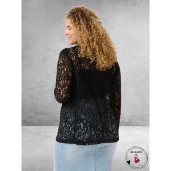 KAFFE Curve Blazer Lorani Zwart Kant