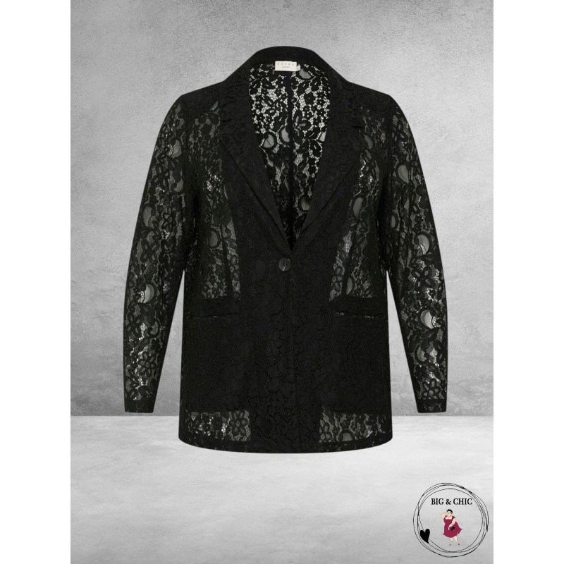 KAFFE Curve Blazer Lorani Zwart Kant