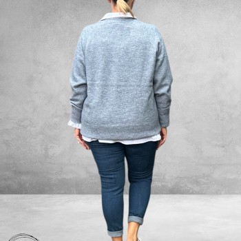 KAFFE CURVE Trui Niela Windward Blue Melange