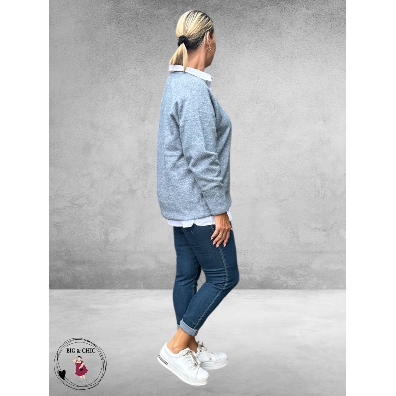 KAFFE CURVE Trui Niela Windward Blue Melange