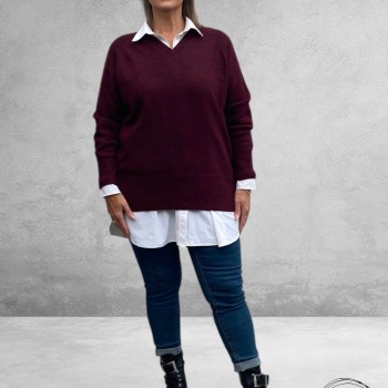 KAFFE CURVE Trui Windsor Wine