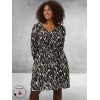 KAFFE CURVE Jurk Milina Black/Brown Graphic Print