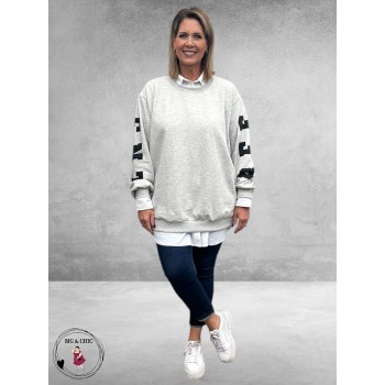 KAFFE CURVE Sweatshirt Statement Lichtgrijs 