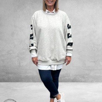 KAFFE CURVE Sweatshirt Statement Lichtgrijs 