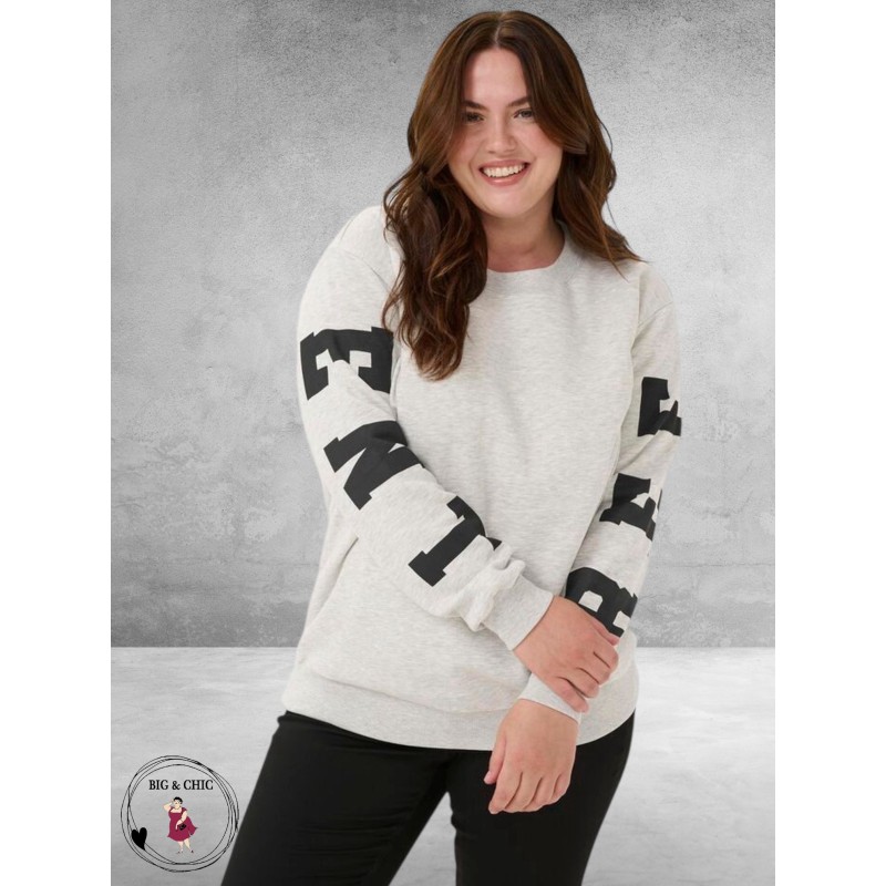 KAFFE CURVE Sweatshirt Statement Lichtgrijs 