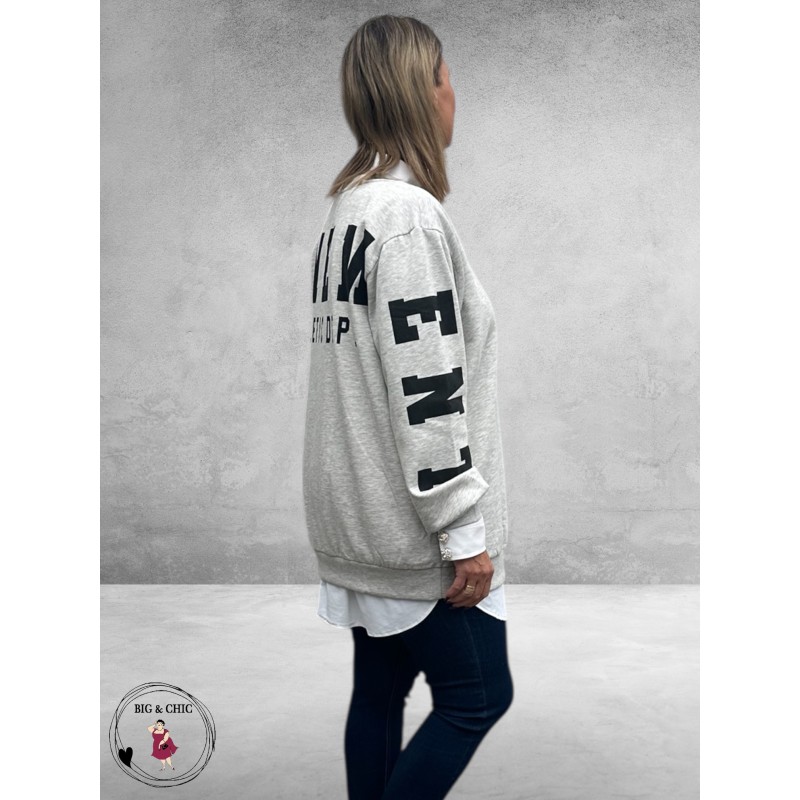 KAFFE CURVE Sweatshirt Statement Lichtgrijs 