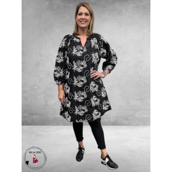 Kaffe Curve Jurk Kimmi Zwart/Ecru Borduursel