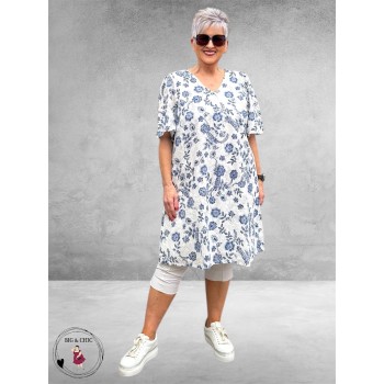 Kaffe Curve Jurk Lula Creme/Blauw