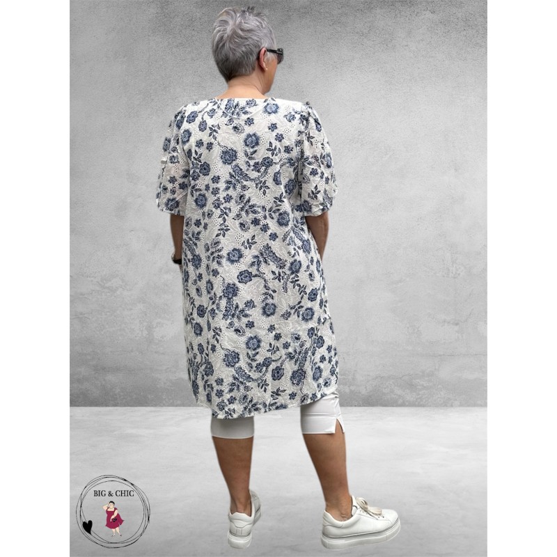 Kaffe Curve Jurk Lula Creme/Blauw