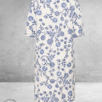 Kaffe Curve Jurk Lula Creme/Blauw